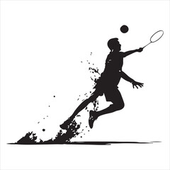 Fototapeta premium Power Smash Badminton Player in Action , black colour vactor 