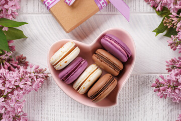 Colorful macaroons, arranged in a delightful display of vibrant hues