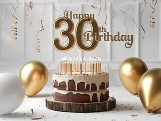 Classic 30th Birthday Cake with Elegant Design