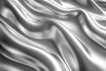 Fototapeta premium Shimmering silver fabric with smooth, flowing texture.
