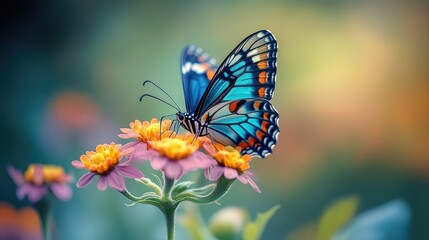 Obraz premium A beautiful Butterfly perches gently on a Vibrant flower