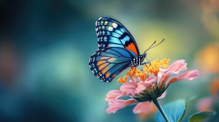 Obraz premium A beautiful Butterfly perches gently on a Vibrant flower