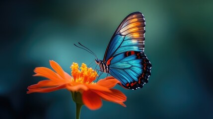 A beautiful Butterfly perches gently on a Vibrant flower