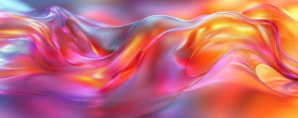 Naklejka premium Vibrant Abstract Fluid Waves in Pink, Orange, and Blue
