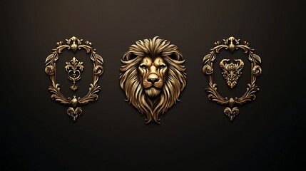 Elegant lion head logos highlighted with subtle black detailing