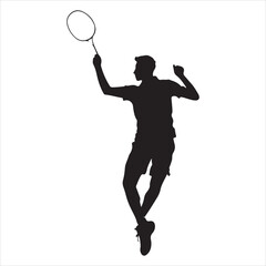 Power Smash Badminton Player in Action , black colour vactor 