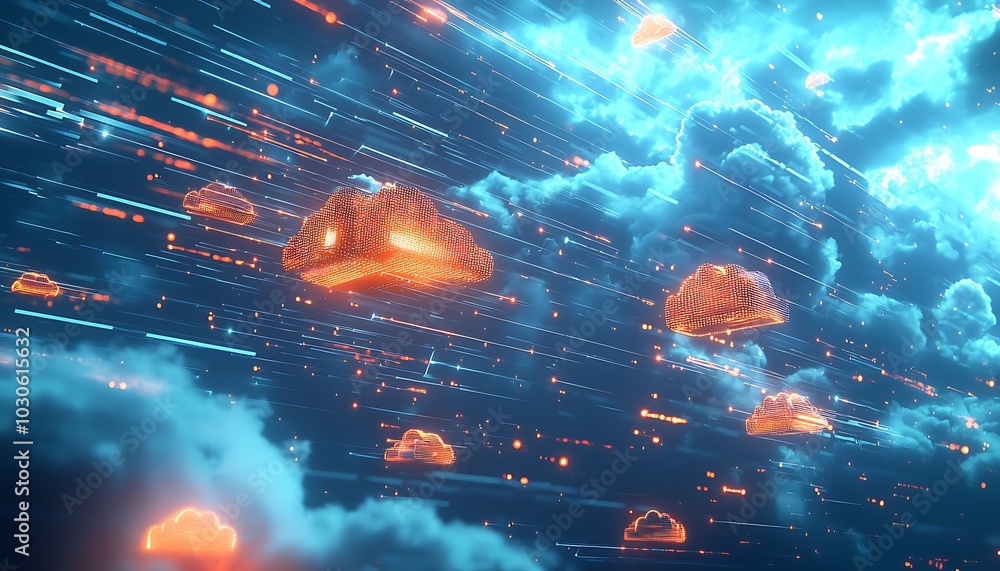 Aufkleber concept art of cloud computing with data moving across digital channels. ultra hd.