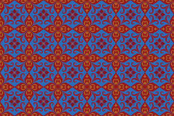 Fototapeta premium seamless red gold floral damask pattern