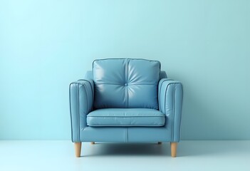 Blue chair against the blue wall. Interior
