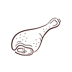 Chicken drumsticks logo in line art style. Raw or cooked legs of poultry with meat, bone and skin. Design for butchers shop, farm market, restaurant menu. Isolated on a white background.