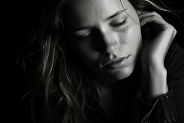 Fototapeta premium Portrait worried looking crying.