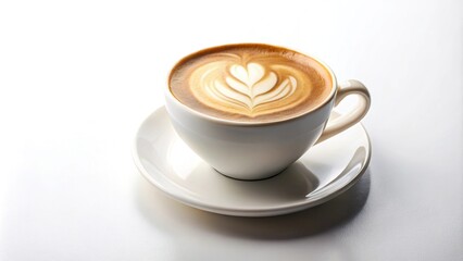 Naklejka premium Hot latte coffee cup on white background