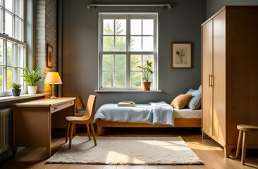 Fototapeta premium children's room interior in vintage industrial style