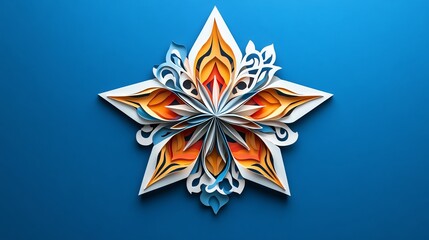 Paper cut origami star pattern with symmetrical, layered details, perfect for holiday decorations, paper cut star, origami festive pattern