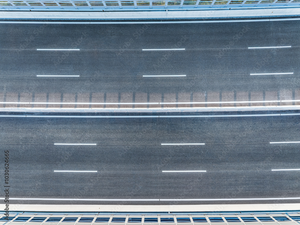 Poster Aerial view of empty asphalt road space background