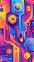 Fototapeta premium Abstract colorful geometric design with overlapping shapes and vibrant colors.