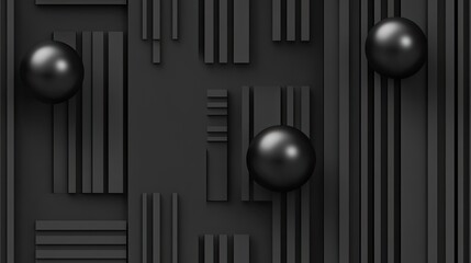 A striking black backdrop showcases vertical stripes and reflective spheres, showcasing a high-resolution design that enhances the aesthetic appeal of any device with a modern touch SEAMLESS PATTERN