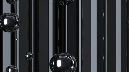 A striking black backdrop showcases vertical stripes and reflective spheres, showcasing a high-resolution design that enhances the aesthetic appeal of any device with a modern touch SEAMLESS PATTERN