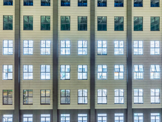 Manufacturing factory building windows exterior at night in China