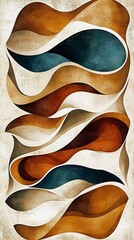 Obraz premium Abstract painting with curved shapes and warm colors.