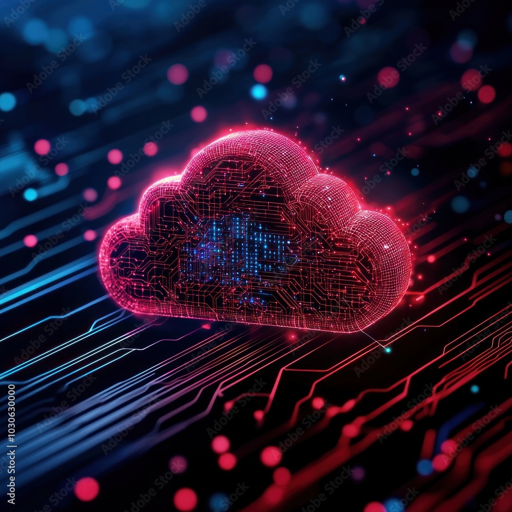 Poster craft a visually striking scene from above capturing cloud computing infrastructure