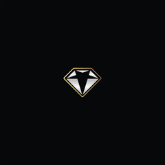 minimal luxury diamond with star logo design with black background.