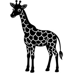 Naklejka premium cute Giraffe vector silhouette on white background