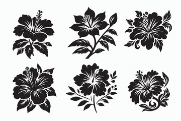 set of black and white flowers