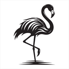 Obraz premium Tall and Graceful Flamingo Silhouette with Extended Legs and Neck , black colour vactor