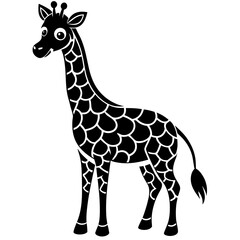 cute Giraffe vector silhouette on white background