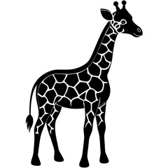 Naklejka premium cute Giraffe vector silhouette on white background