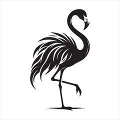 Fototapeta premium Tall and Graceful Flamingo Silhouette with Extended Legs and Neck , black colour vactor