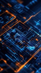 Create a digital artwork showcasing an advanced cybersecurity facility, with cutting-edge tools and monitors displaying real-time threat analytics