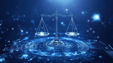 Digital scales of justice on the background of artificial intelligence technology, the balance between technological innovation and digital law with futuristic elements of legal needs
