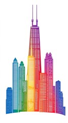 Colorful Skyline of Skyscrapers.