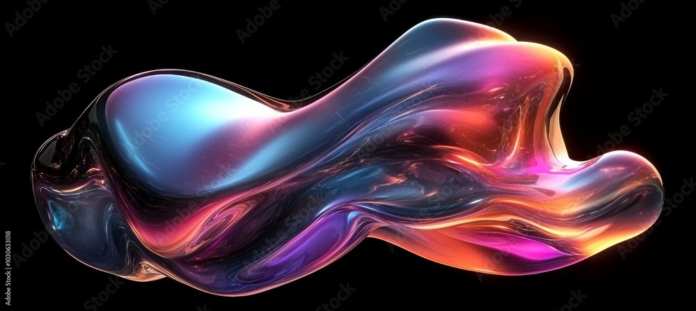 Poster a colorful, abstract shape that appears to be a wave or a bubble