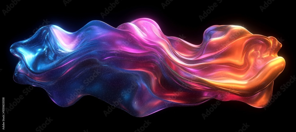 Poster a colorful, abstract shape that appears to be a wave or a bubble