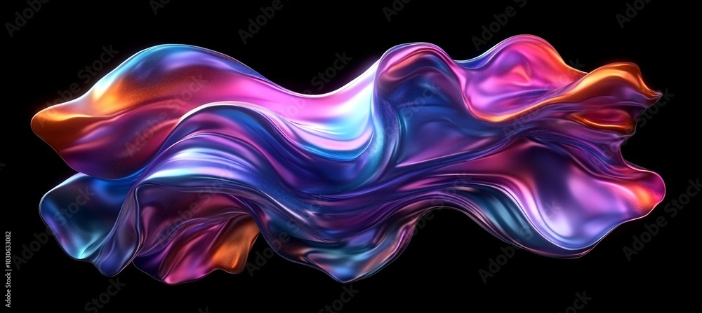 Poster a colorful, abstract shape that appears to be a wave or a bubble