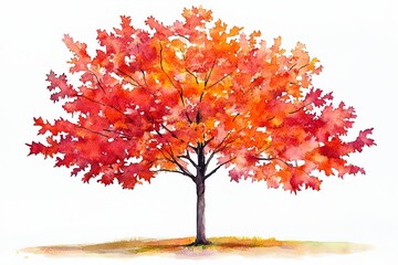 Vibrant autumn tree with red and orange foliage