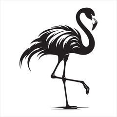 Naklejka premium Tall and Graceful Flamingo Silhouette with Extended Legs and Neck , black colour vactor