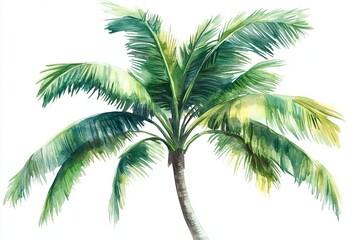 Lush watercolor illustration of a palm tree