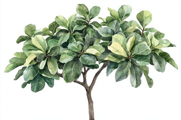 Fototapeta premium Lush watercolor illustration of a leafy tree