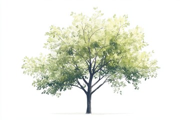 Obraz premium Lush watercolor tree illustration on a white background