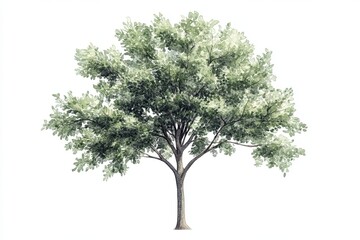 Obraz premium Lush green tree with detailed foliage illustration
