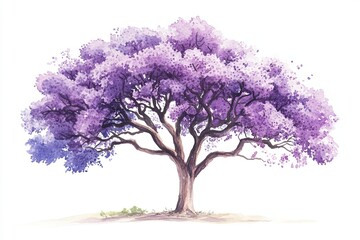 Obraz premium Vibrant watercolor illustration of a flowering purple tree