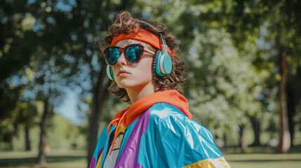 Generative AI, Walkman Vibes: Clown Power-Walking in Vintage Workout Gear
