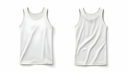 Mockup of a white sleeveless t-shirt, front and back views.