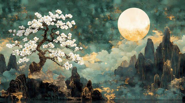 Landscape Chinese Painting Style Mural