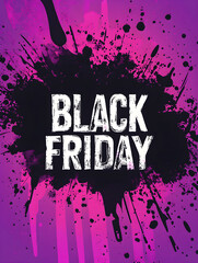 Black friday banner on purple background. Promotional Sale concept. Boxing Day and Chrismas discounts. E-commerce retail and marketing Template for poster, banners, flyers, card, advertising brochure.