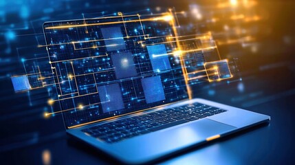 Craft a digital CG 3D illustration showcasing a dynamic eye-level angle video conferencing setup